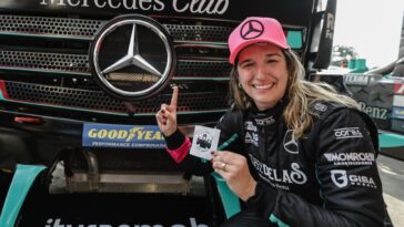 Foto de Bia Figueiredo para ilustrar a pilota que conquistou pole position na Super Truck