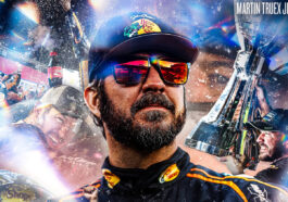 Imagem de Truex para ilustrar o piloto da NASCAR que venceu Dover e se classificou para playoff
