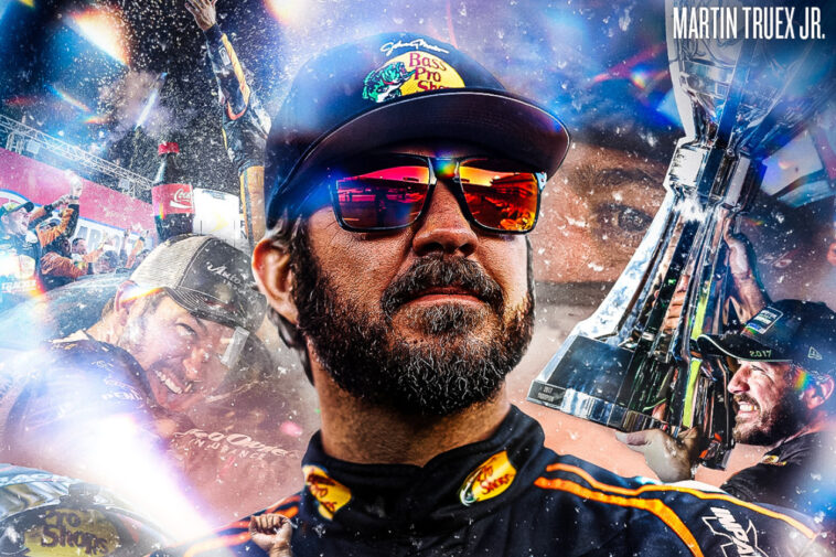 Imagem de Truex para ilustrar o piloto da NASCAR que venceu Dover e se classificou para playoff