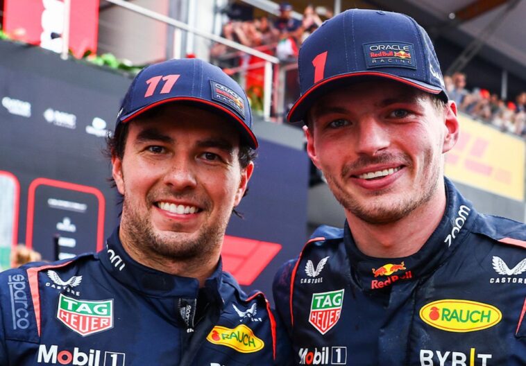 Foto de Verstappen e Pérez para ilustrar a decisão da Red Bull sobre a competição entre os dois pilotas na F1