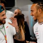 Neymar e Lewis Hamilton no GP da Espanha