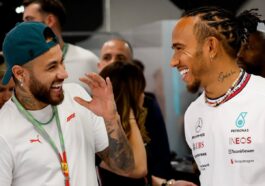 Neymar e Lewis Hamilton no GP da Espanha
