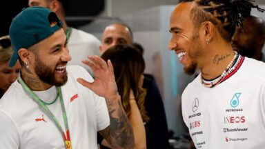 Neymar e Lewis Hamilton no GP da Espanha