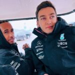 Hamilton e Russell, pilotos da Mercedes