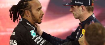Max Verstappen e Lewis Hamilton na Fórmula 1.