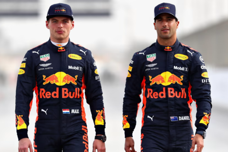 Max Verstappen e Daniel Ricciardo em tempos de dupla na Red Bull