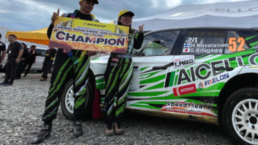 Heikki Kovalainen, ex-Fórmula 1, após título no All-Japan Rally.