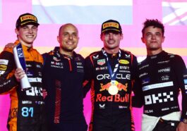 Max Verstappen, Lando Norris e Oscar Piastri