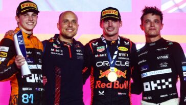 Max Verstappen, Lando Norris e Oscar Piastri