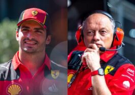 Carlos Sainz e Fred Vasseur, pela Ferrari