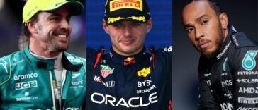 Fernando Alonso, Max Verstappen e Lewis Hamilton, da Fórmula 1