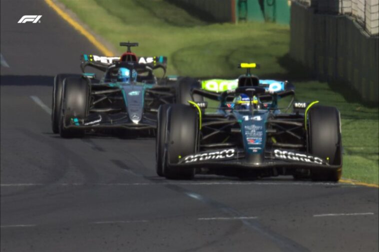 Fernando Alonso e George Russell, pilotos da Fórmula 1