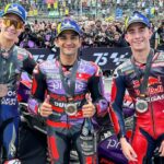 Fabio Quartararo, Jorge Martín e Pedro Acosta, da esquerda para direita