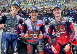 Fabio Quartararo, Jorge Martín e Pedro Acosta, da esquerda para direita