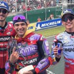 Bagnaia, Martín e Márquez, no pódio do GP da França