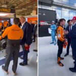 Lando Norris recebe Trump no box da McLaren