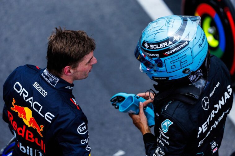 Max Verstappen e George Russell no GP do Canadá de Fórmula 1