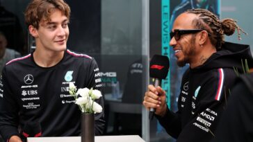 George Russell e Lewis Hamilton, pilotos da Mercedes F1