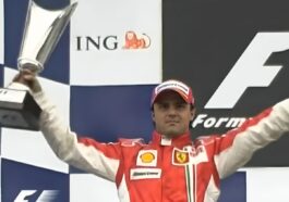 Felipe Massa no pódio do GP da Bélgica de Fórmula 1, em 2008