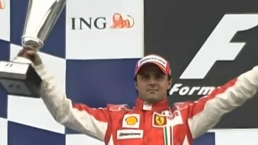 Felipe Massa no pódio do GP da Bélgica de Fórmula 1, em 2008