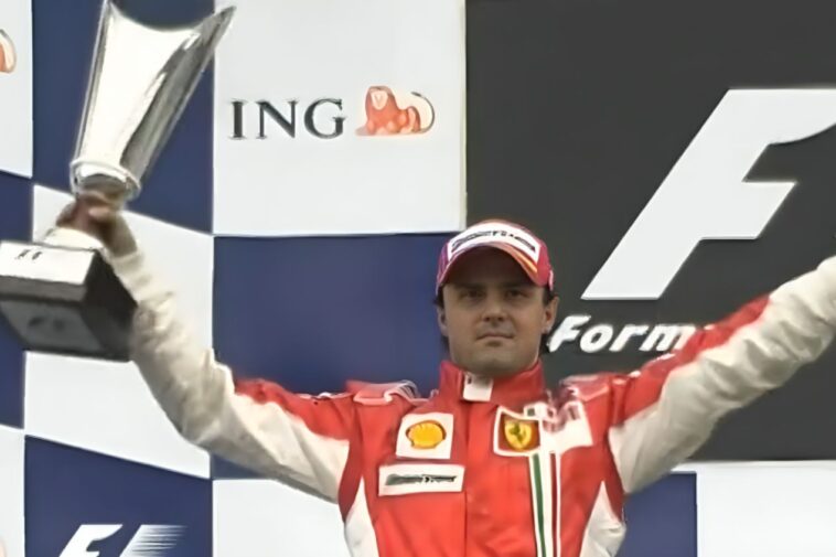 Felipe Massa no pódio do GP da Bélgica de Fórmula 1, em 2008