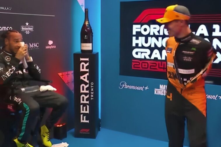 Lewis Hamilton e Lando Norris após o GP da Hungria de Fórmula 1