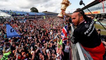 Lewis Hamilton após vencer o GP de Silverstone, Fórmula 1