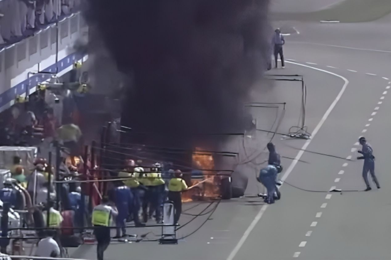 Incêndio no carro de Jos Verstappen no GP da Alemanha de 1994